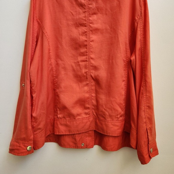 Chico’s Jacket Women’s Size 3 (XL) Lyocell Orange Full Zip Up Long Sleeve Snap - Picture 6 of 16